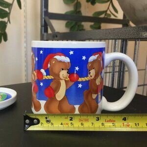 1988 NEW Teddy Bear Santa Bearry Christmas Mug Dakin with Lid Coaster #15-9340